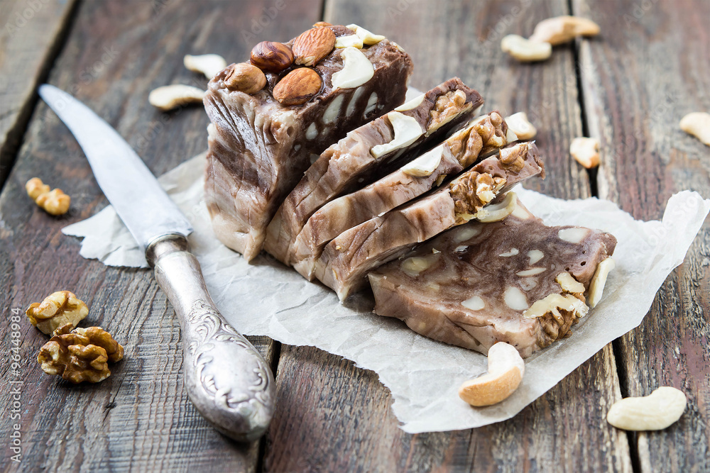Chocolate Fudge with different kinds of nuts Chocolate Fudge with different kinds of nuts