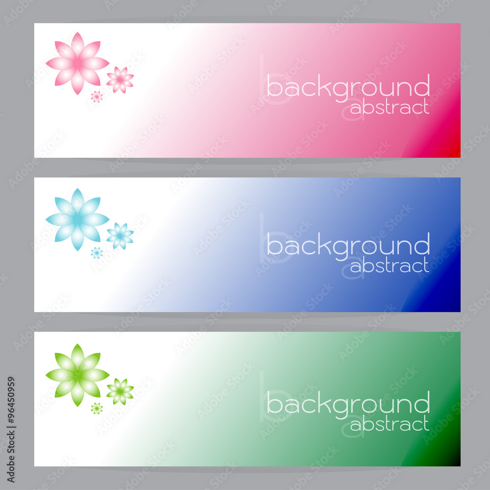 set of banners abstract headers three frame pink blue green