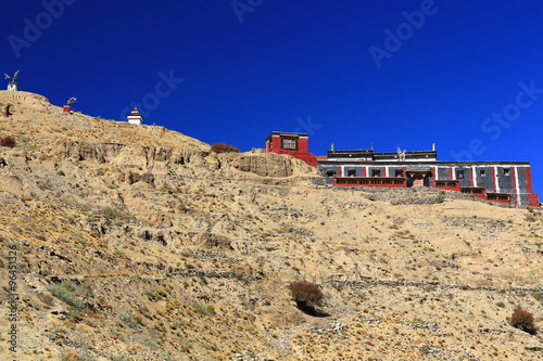 Closed Resa gompa-monastery. Chong Chu-river valley downstream from Sakya-Tibet. 1805 photo