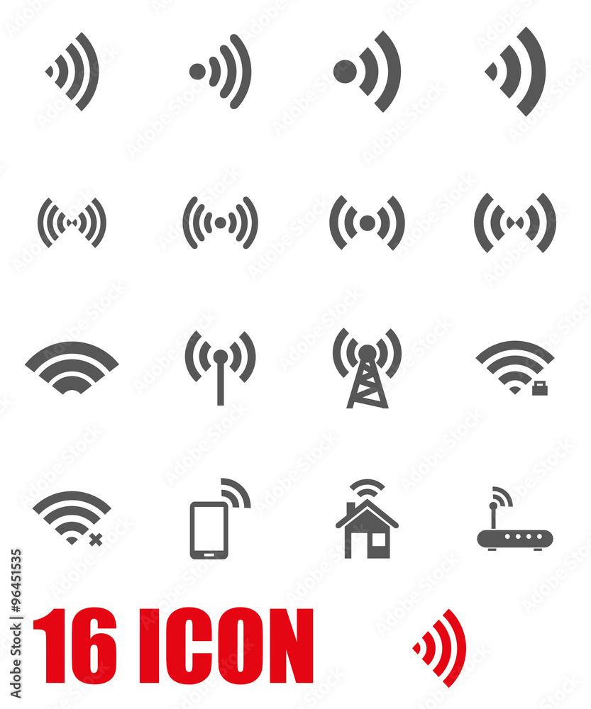 Vector grey wireless icon set. Wireless Icon Object, Wireless Icon Picture, Wireless Icon Image - stock vector Vector grey wireless icon set. Wireless Icon Object, Wireless Icon Picture, Wireless Icon Image - stock vector