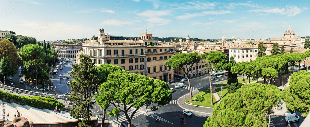 view of panorama Rome, Italy, skyline from Vittorio Emanuele, Piazza Venezia