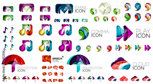 Logo huge mega collection, abstract geometric business icon set. Modern clean universal symbols