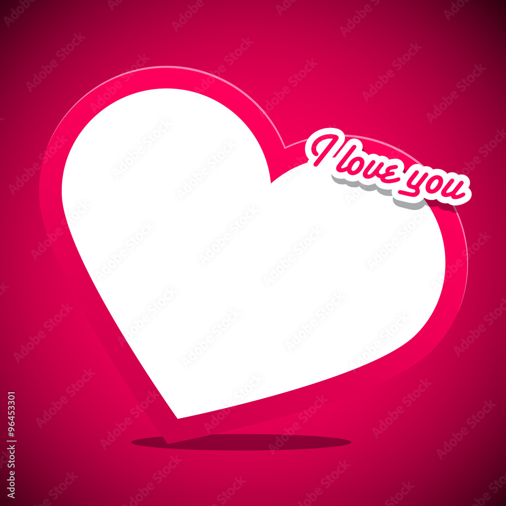 Vector Heart with I Love You Title on Pink Background