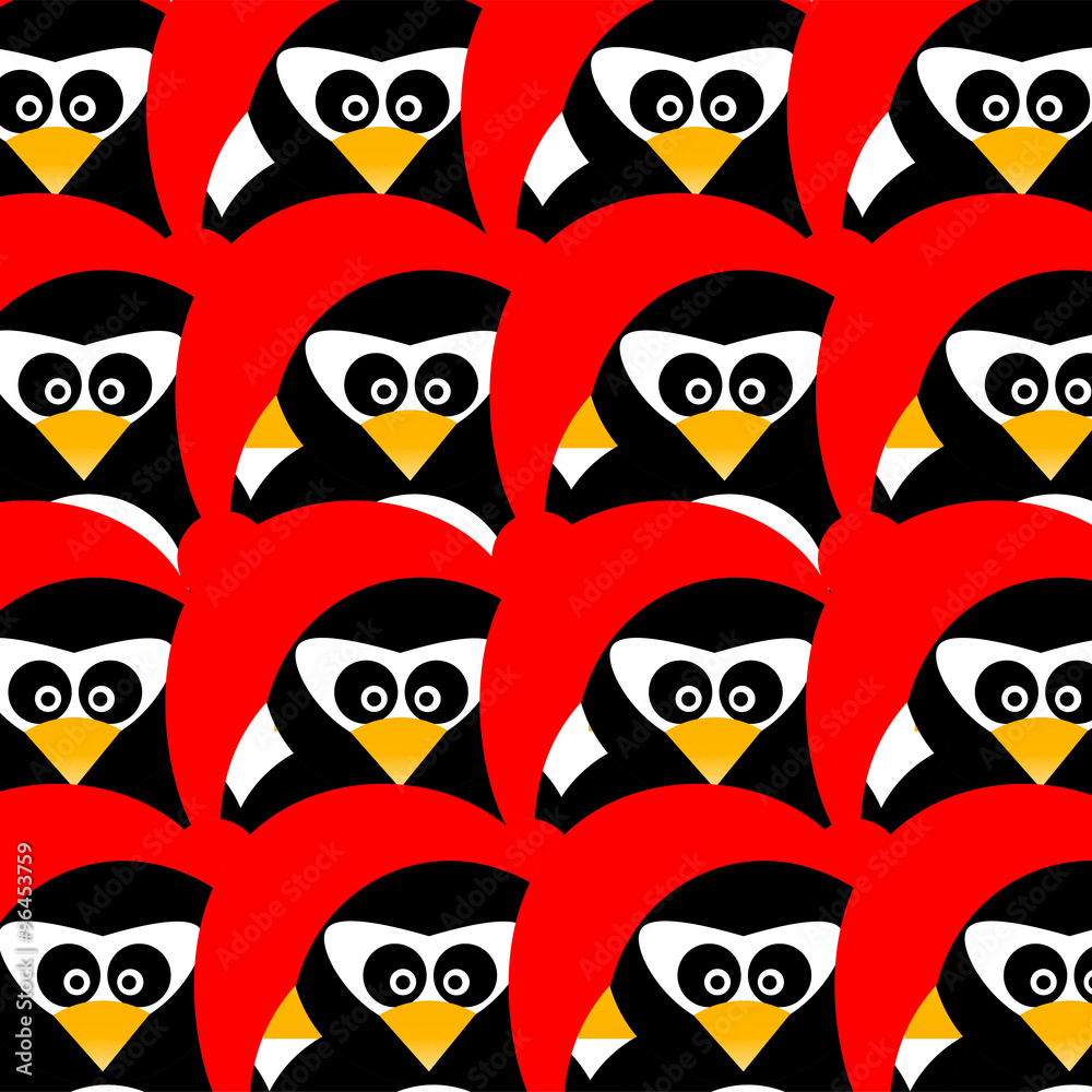 Seamless pinguins on red Seamless pinguins on red