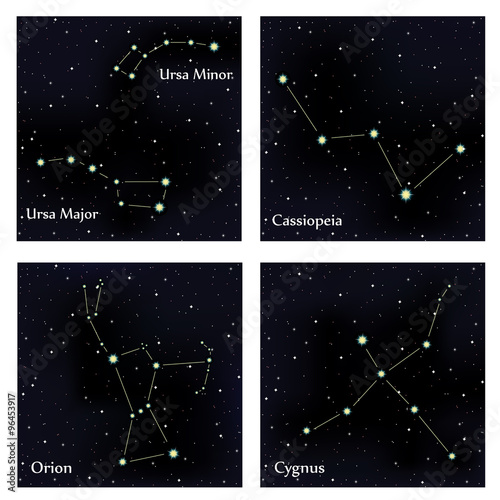Set of constellations. Vector space and stars illustration