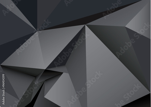 Abstract polygonal black crystal background. Low poly vector illustration. 3d polygonal texture.