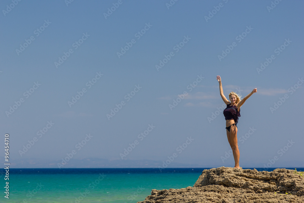 Beautiful slender blonde at the sea Beautiful slender blonde at the sea