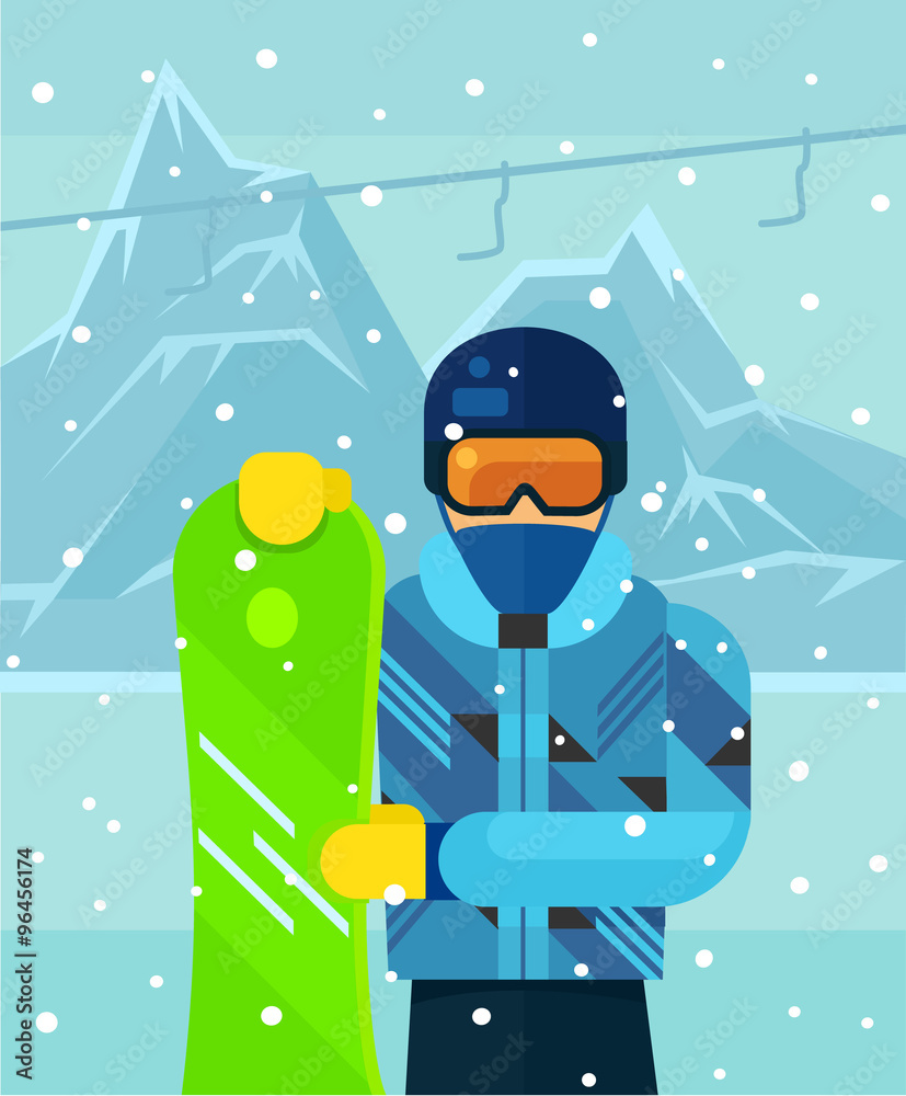 Snowboarder. Vector flat illustration Snowboarder. Vector flat illustration