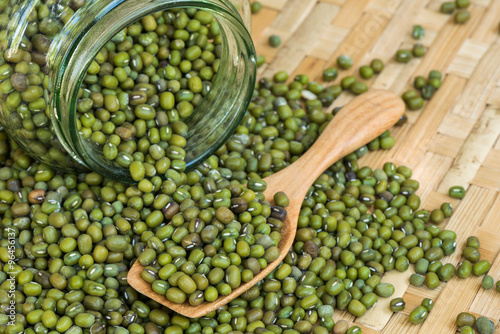 Close-up green mung beans photo