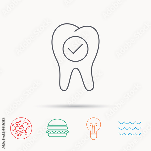 Check tooth icon. Stomatology sign.