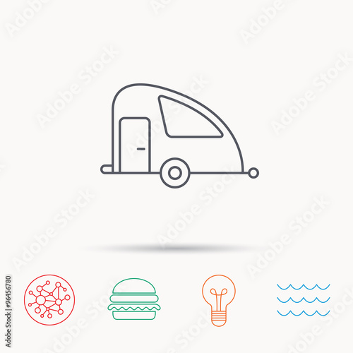 Travel van icon. Holiday camper sign.