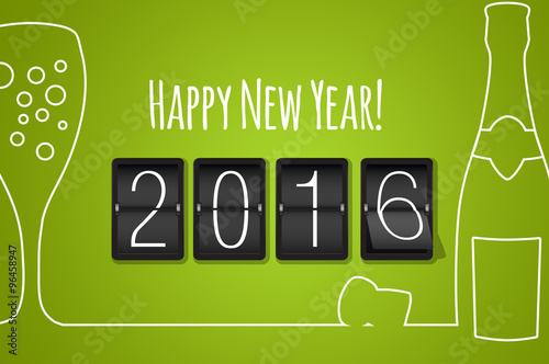 Happy new year 2016- green flat design background