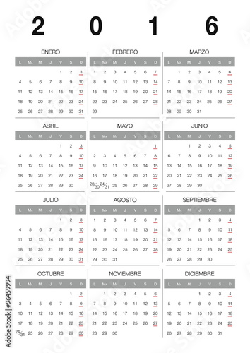 Calendar 2016 Spanish