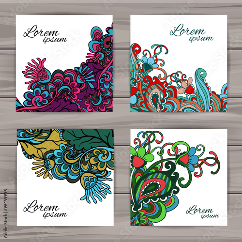 Set of floral universal cards.