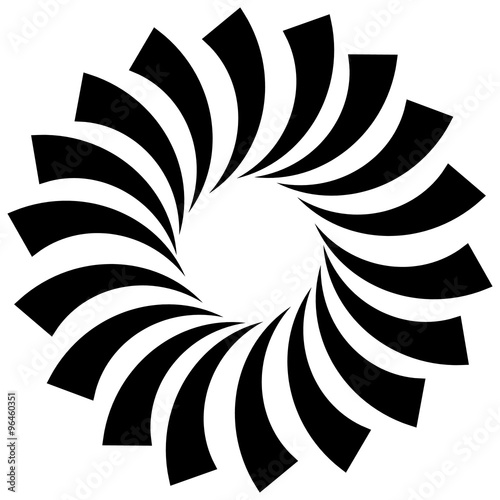 Spiral, vortex, swirl or twirl abstract monochrome graphic. Vect