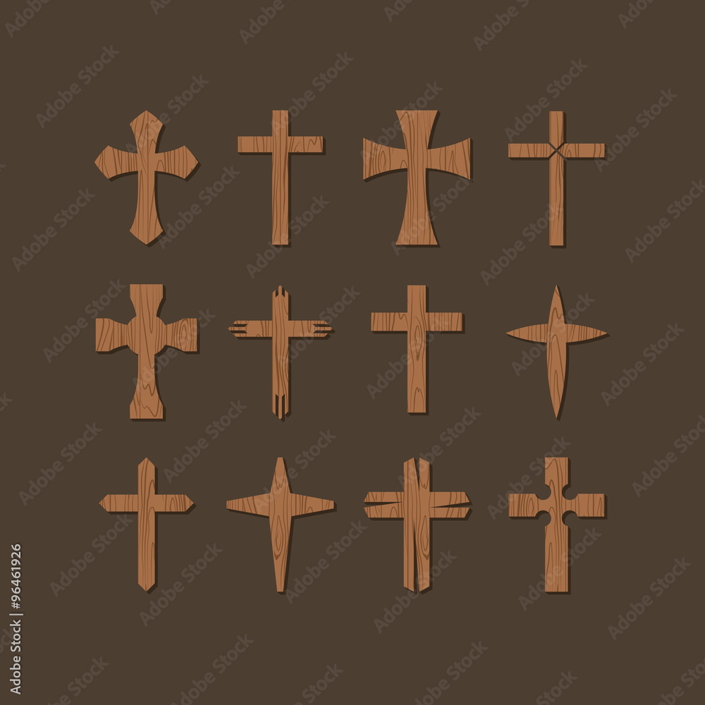 Set of wooden crosses