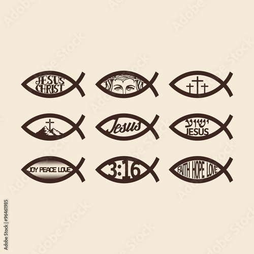 Big set of Jesus fish
