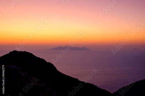 Landscape view of beautiful colorful sunrise above the ocean