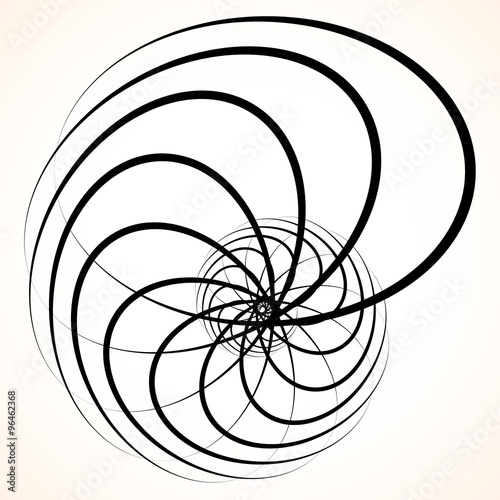 Abstract circular element. Spinning, swirling forms, shapes. Sin