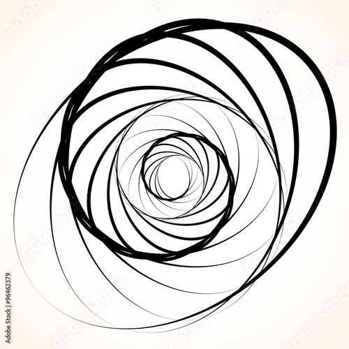 Abstract circular element. Spinning, swirling forms, shapes. Sin