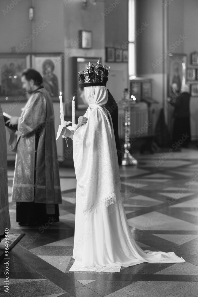 Wedding in the Orthodox Church. Bride and groom in an orthodox wedding ceremony Wedding in the Orthodox Church. Bride and groom in an orthodox wedding ceremony