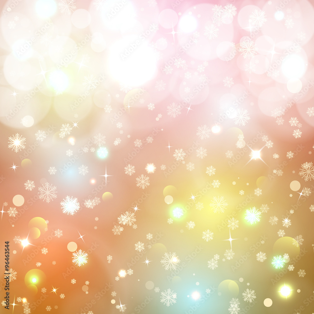 Christmas background. Snow, blured background