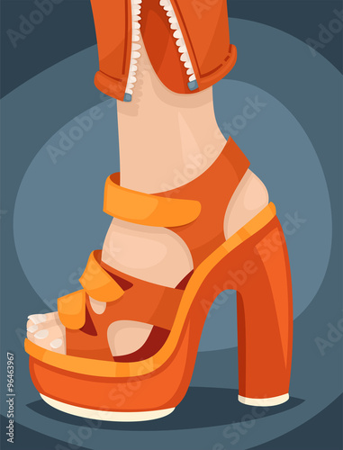 poster fashion shoes high heel orange