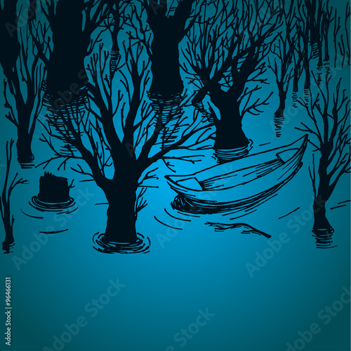 floating boat in the lake