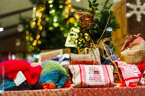 Traditional Christmas market with handmade souvenirs