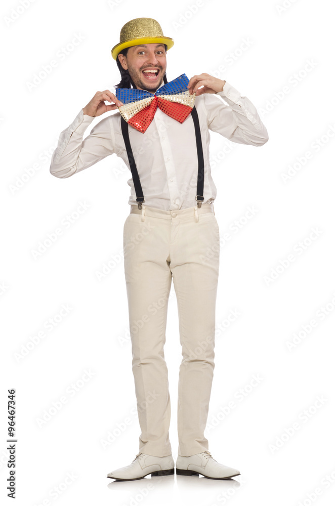 Man in funny concept isolated on white Man in funny concept isolated on white