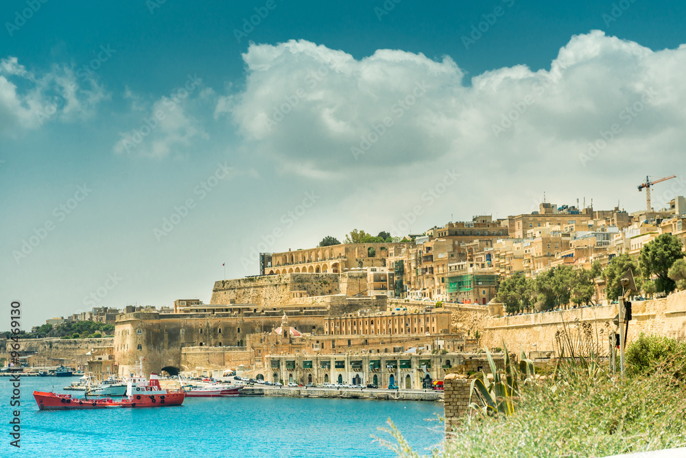 view on Valletta from the sea in Malta