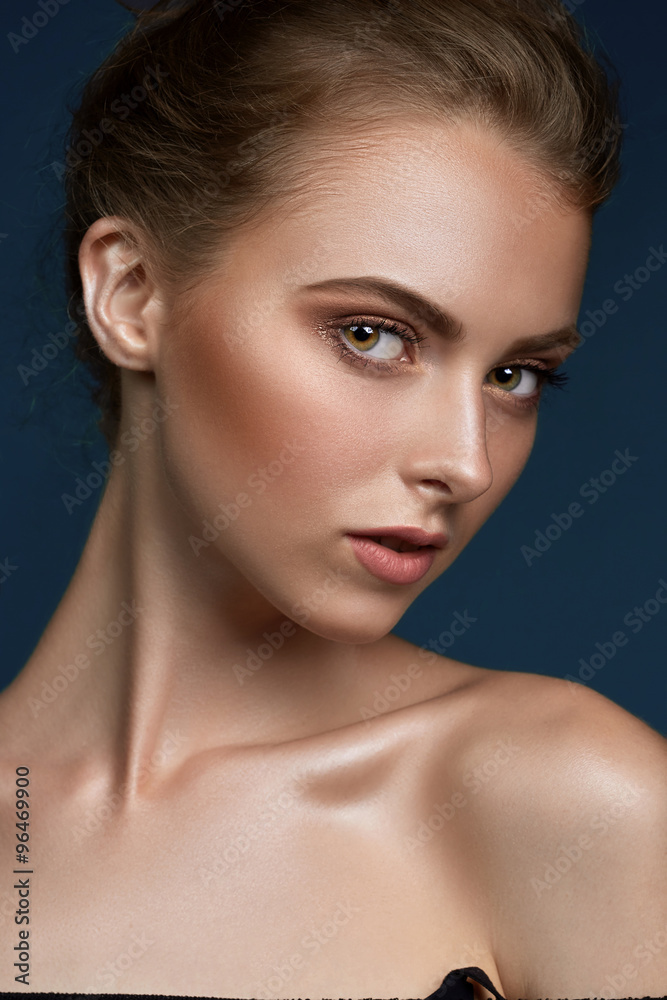 Beauty woman face closeup isolated on black background. Beautifu Beauty woman face closeup isolated on black background. Beautifu