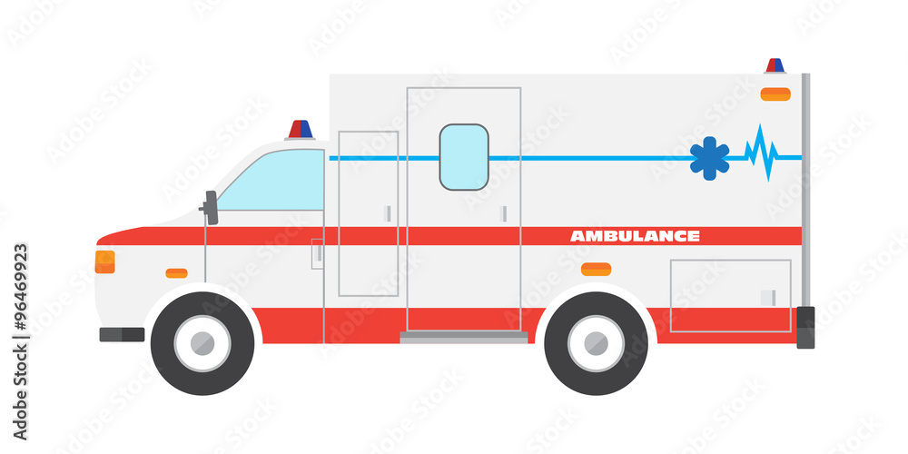 Vector illustration flat ambulance car emergency auto Vector illustration flat ambulance car emergency auto
