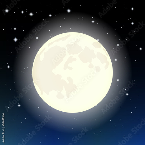 the moon in the starry sky