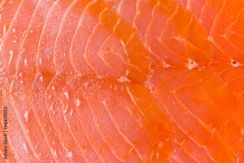 Macro of some slices of smoked salmon. Perfect as organic background.
