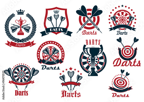 Darts game sporting club icons photo