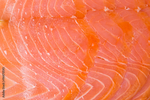 Macro of some slices of smoked salmon. Perfect as organic background.