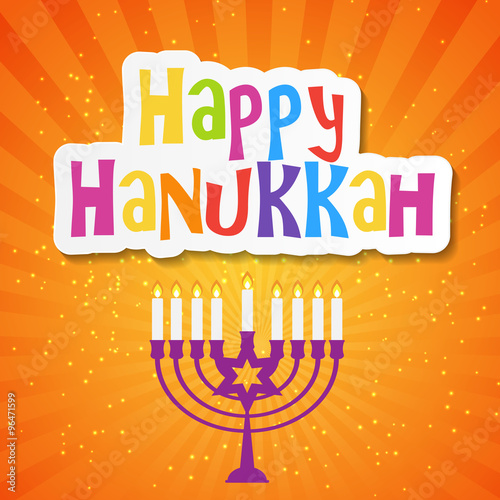 Happy Hanukkah, Jewish Holiday Background. Vector Illustration. 