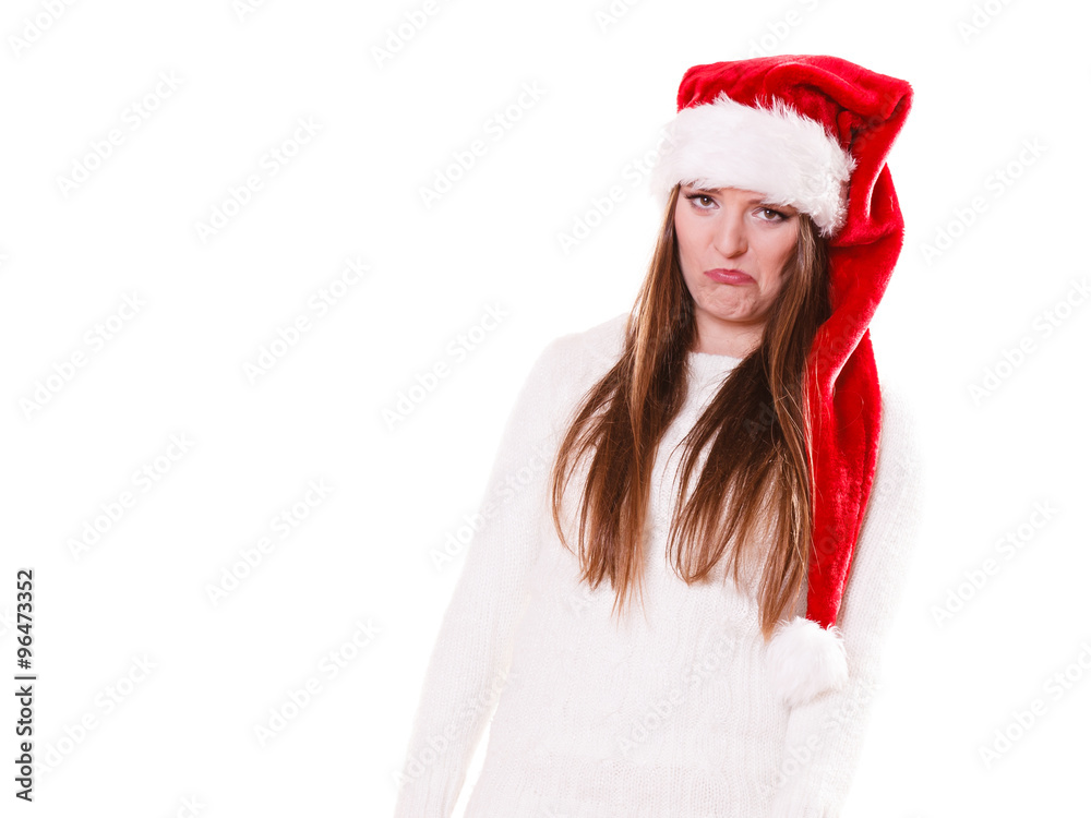 Woman santa helper hat portrait Woman santa helper hat portrait