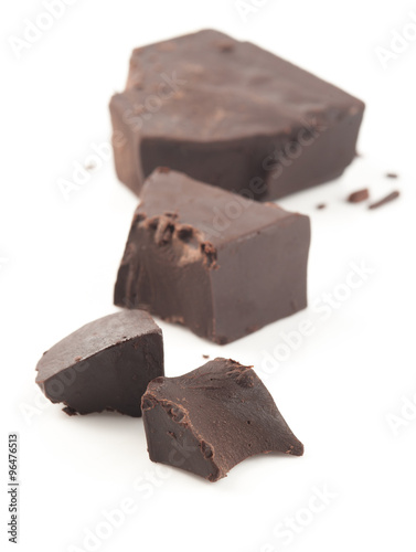 Collection of Broken chocolate bar on a white background