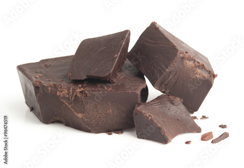 Collection of Broken chocolate bar on a white background
