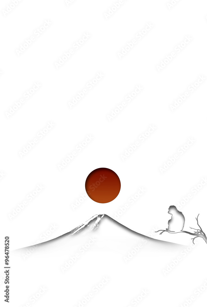 富士山と猿