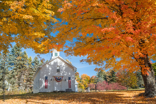 New Engand Church in Autumn photo