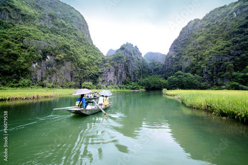 Tourist boat most popular place in Vietnam.