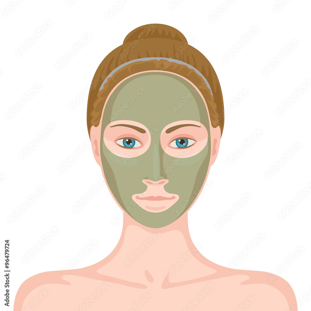Woman with curative mask on her face