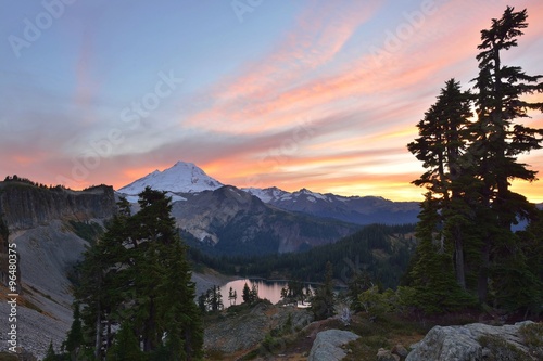 Mt. Baker and Iceberg Lake viewed from Herman Saddle