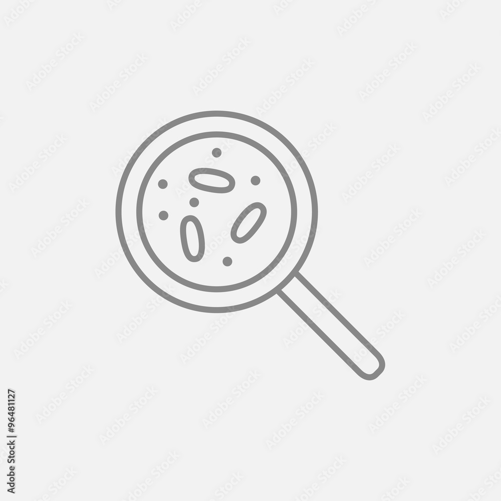 Microorganisms under magnifier line icon. Microorganisms under magnifier line icon.
