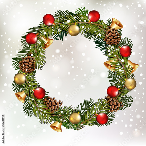 Christmas background with Christmas wreath