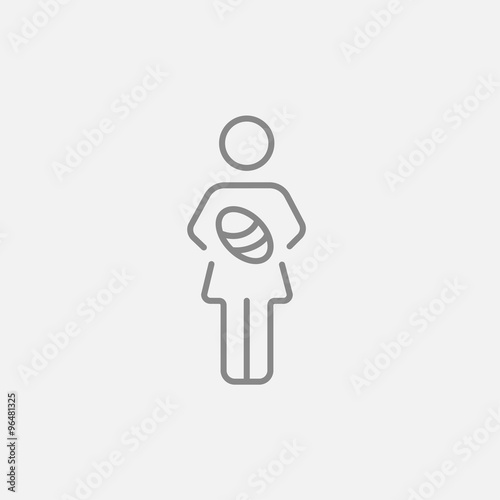 Woman holding baby line icon.