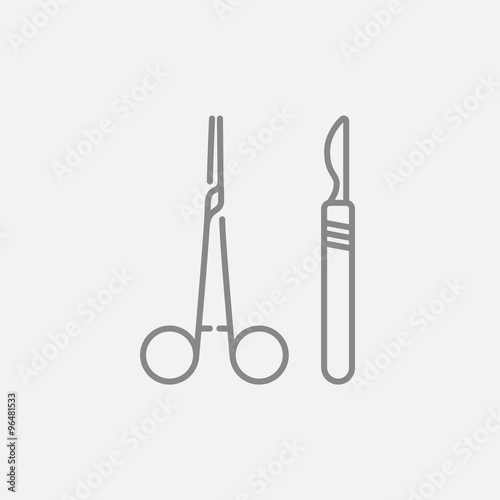 Surgical instruments line icon. photo
